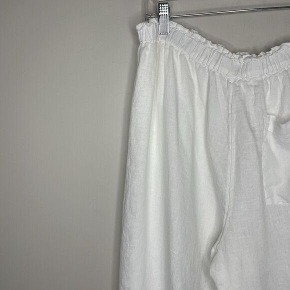 J.CREW Linen Pants Women Large White Pull-On Straight Leg Lined Pockets BW527 - Picture 7 of 13